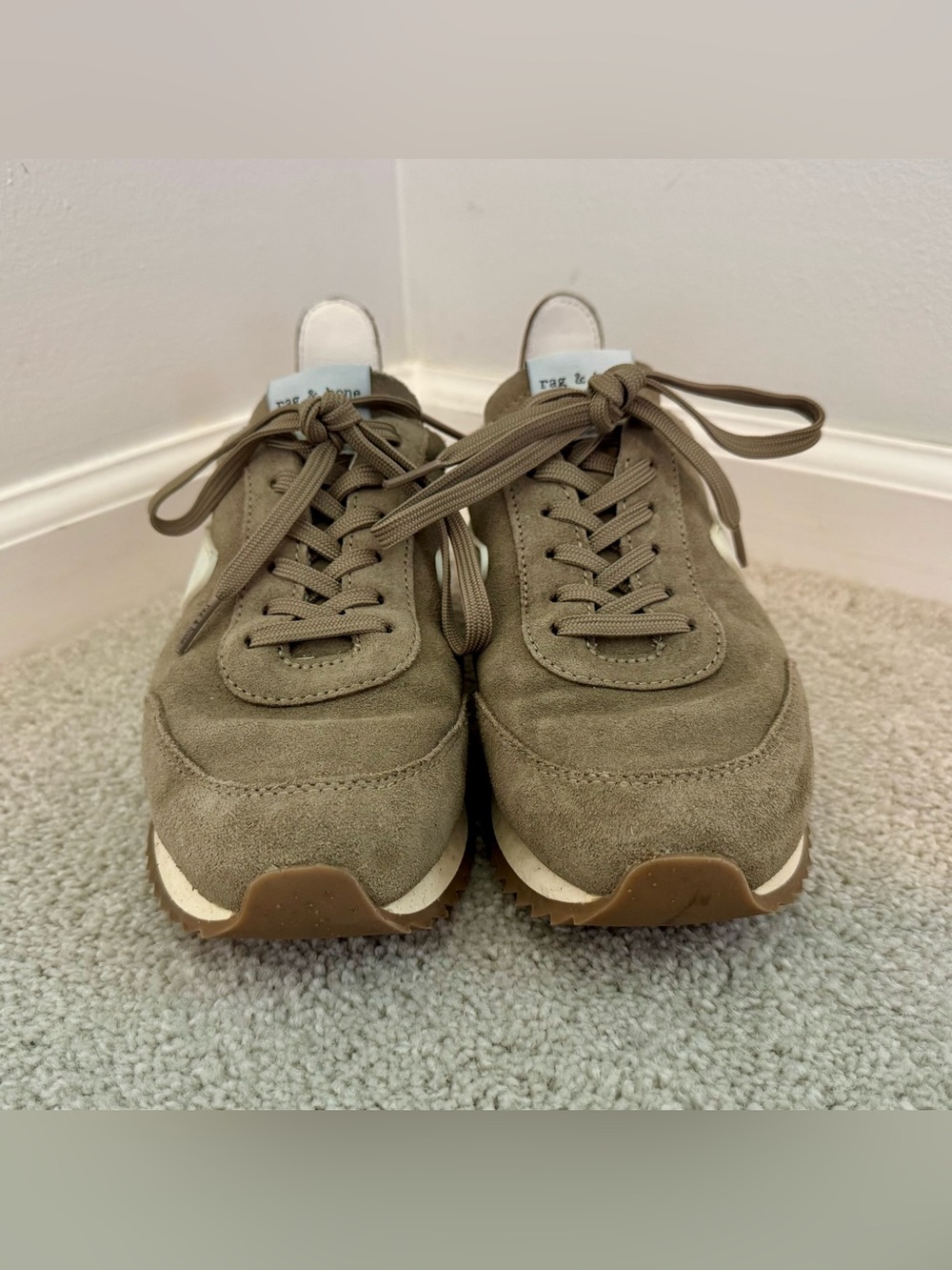 rag & bone Women’s Suede Retro Sneaker in Light Sand - Picture 3 of 8